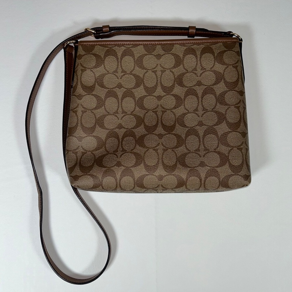 Coach F29210 File Crossbody Signature Brown Tan Messenger Bag Adjustable EUC - Picture 2 of 6